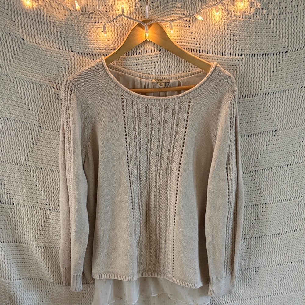 Lucky Brand Women's Scoop Neck Sweater in Light Beige